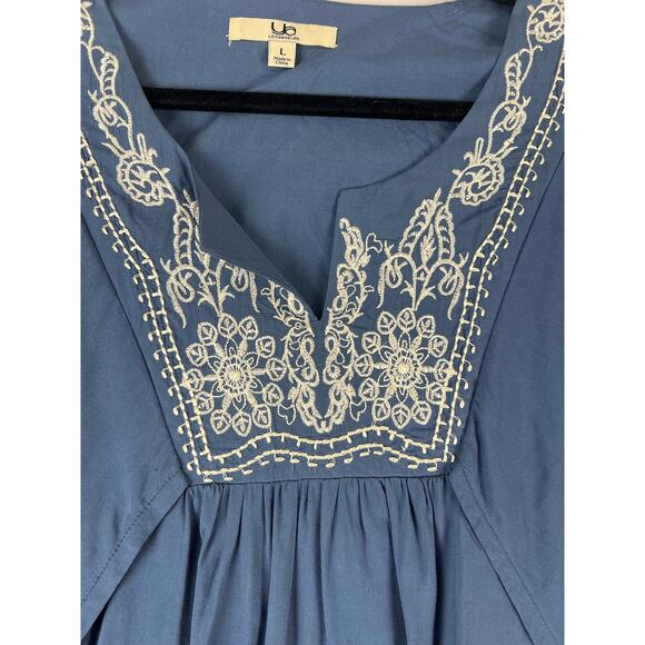 Ya Los Angeles Blue Embroidered Peasant Blouse Sz - Picture 5 of 9